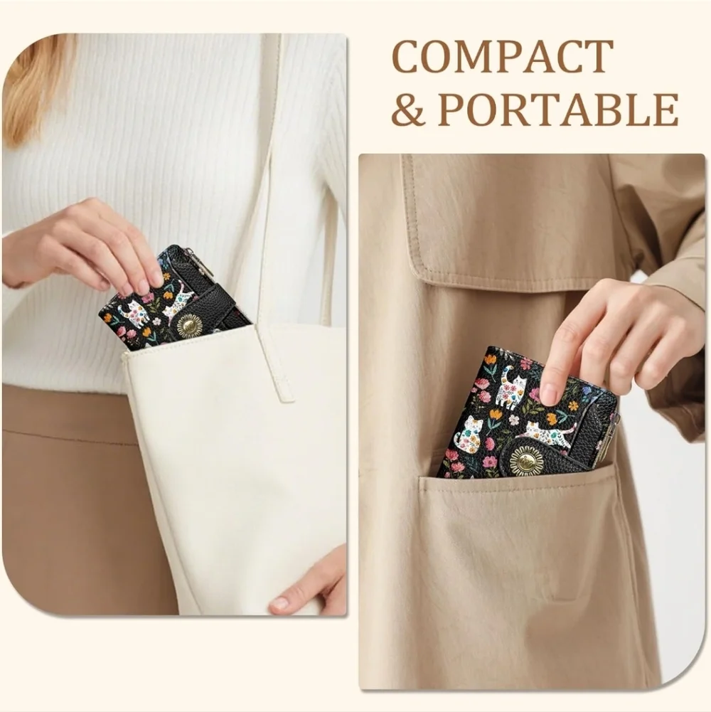 Floral Cat Print Wallet
